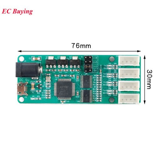 FT4232-4TTL USB to TTL 4 Way Module UART DC 5V 3.3V 2.5V 1.8V XH2.54 12 Mbps