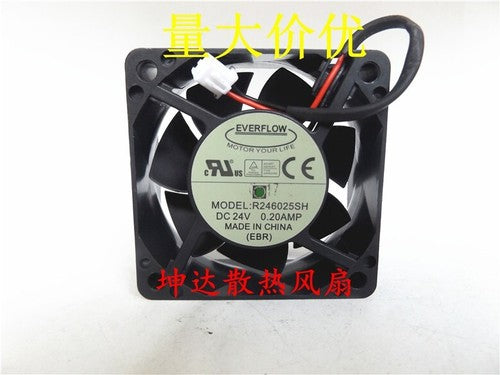 1 PCS EVERFLOW Fan R246025SH DC24V 0.20A 6025 6cm 2-PIN cooling fan