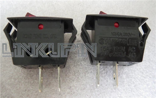 6PCS 3 Pins 2 Positions 10A 250VAC T85 Red   RF-1001 Rocker Switch