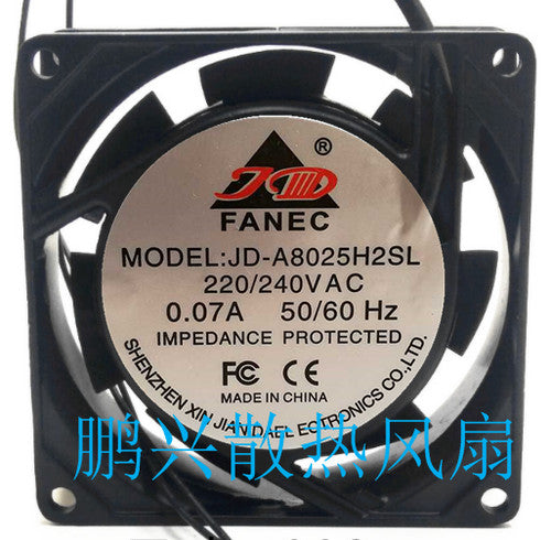 1 pcs JD FANEC Fan JD-A8025H2SL 220V 8025 8CM cabinet fan Aluminum frame 2 wire