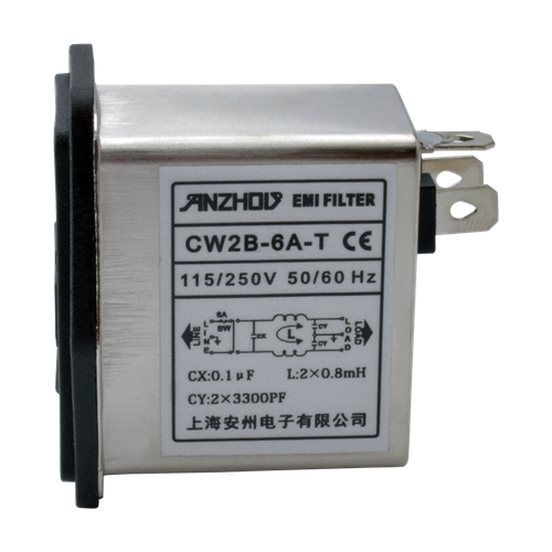 1PC  CW2B-6A-T IEC Socket Switch EMI Filter 115/250V 6A AC Power Purifier