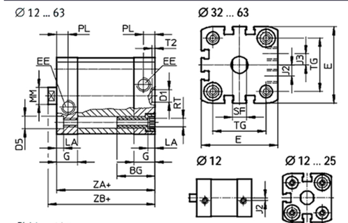 1pc ADN25*35-A-P-A cylinder internal thread cylinder