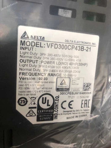 1PC  DELTA VFD300CP43B-21 VFD Inverter 30kw 40HP 3phase AC380V Free delivery