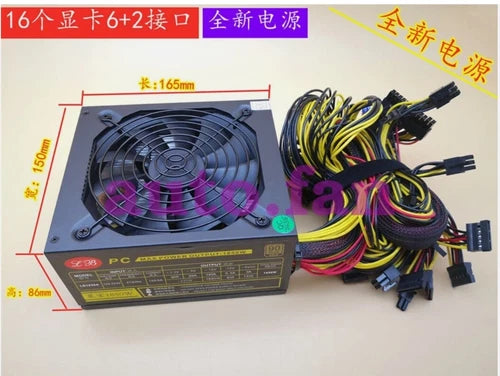 1PC    Power Supply 16 6+2 Ports Support 110V 8 Graphics Card LB1850A 1850W
