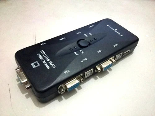Switch Switchbox for Control 4 Computers PC 4-Port USB 2.0 MONITOR VIDEO VGA KVM