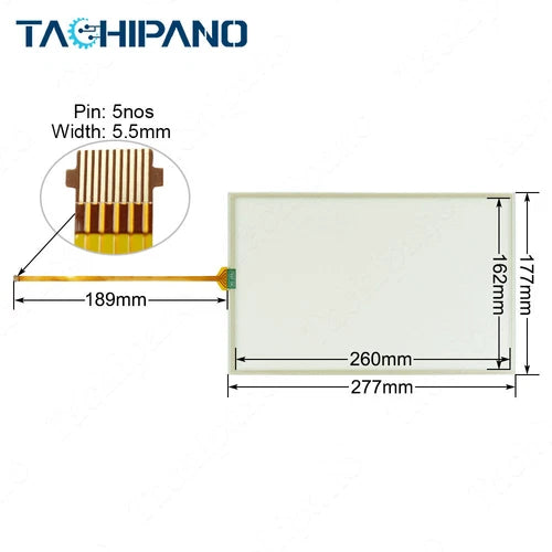 1SET  for 2711P-T12W22D9P Touch Screen 5pins GLASS PANEL with Protective Film