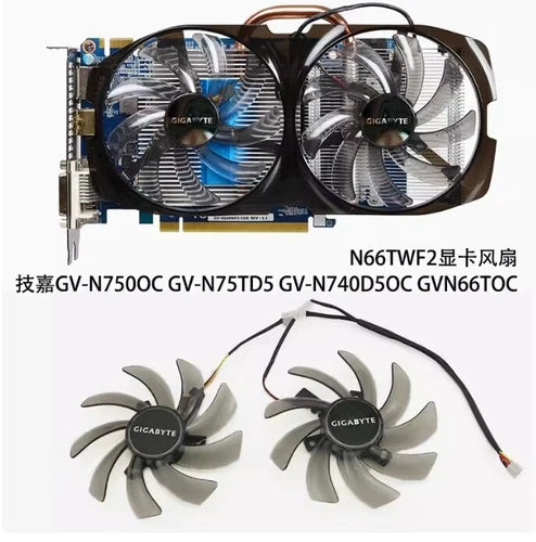 1PC   GVN66TOC N66TWF2 graphics card fan GV-N750OC GV-N75TD5 GV-N740D5OC