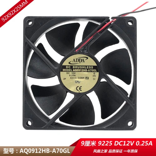 1PC waterproof heat dissipation fan   AQ0912HB-A70GL ADDA fan 9225 12V 0.25A 9cm