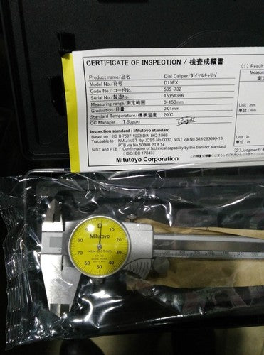Mitutoyo 505-732 Dial Caliper 0-150mm X 0.01mm