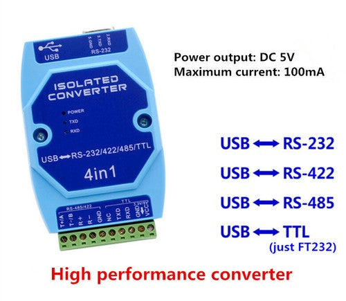 Optically isolated USB to RS485/422/232/TTL industrial lightningprotection