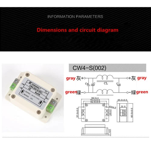 1PC  Car Anti-interference Filter CW4-30A-S(002) 30A DC Power Filter 12V/24V/48V