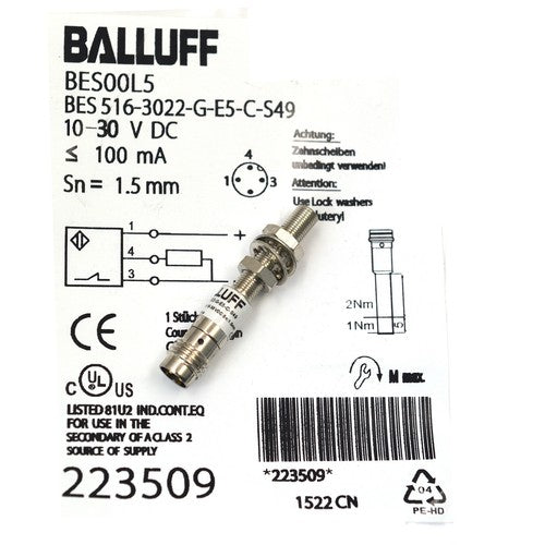 For BALLUFF BES 516-3022-G-E5-C-S49（BES00L5）Inductive Standard Sensors PNP