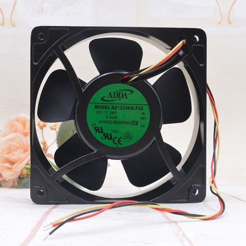 1 PCS ADDA Fan AD1224HX-F52 DC24V 0.32A 12038 12cm 3 wire Metal frame fan