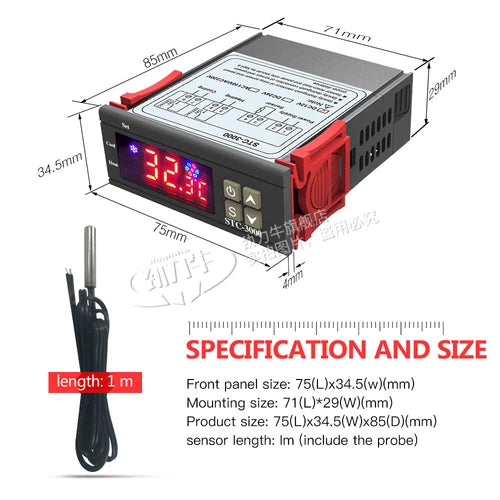 1PC  Temperature Controller STC-3000 Touch Scre AC 110-220V 30A