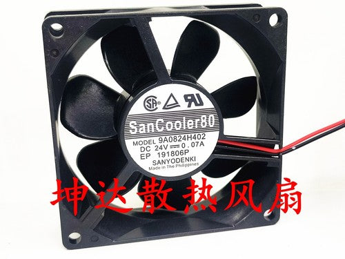 1 PCS Sanyo Fan 9A0824H402 DC 24V 0.07A 8025 8cm 2-wire silent cooling fan