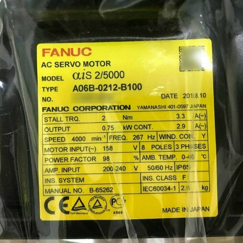 For FANUC A06B-0212-B100  servo motor Free Shipping