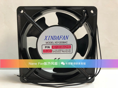 1 pcs XINDAFAN MODEL:XD12038AC XD12038A2HS 220-240V Cabinet cooling fan 2 wire