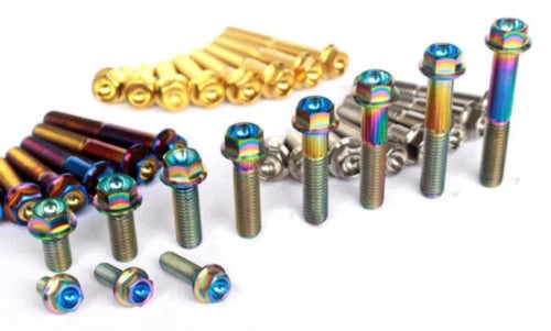 4pcs Titanium Flange Bolts Screws HEX HEAD CAP M6 x 10/15/25/30/35/40/45/50/60mm