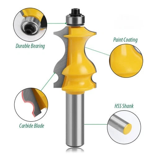 Shank Architectural Molding Router Bit Profile Edge Cutter Set 1/4" 1/2" 8mm
