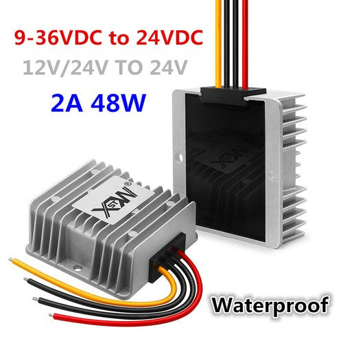 9-36V to 24V 2A 48W waterproof regulator module 12V/24V to 24V DC-DC