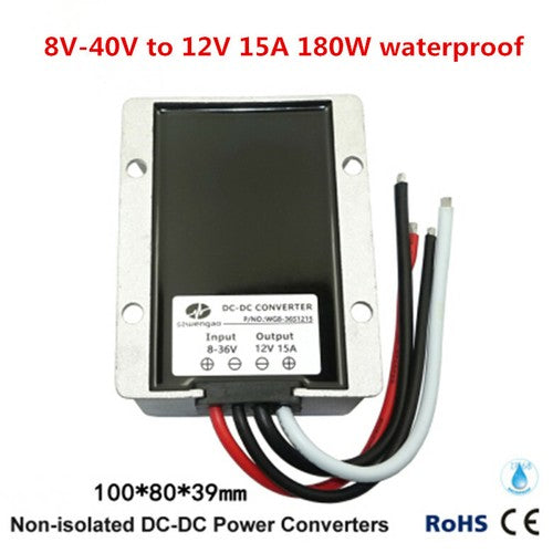 8V-40V to 12V 15A 180W Car regulated power supply module 12V to 12V Waterproof