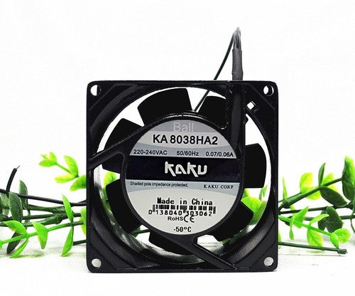 1 PCS KAKU Fan KA8038HA2 AC 220V 0.07A/0.06A 8038 8CM 2 wire cooling fan
