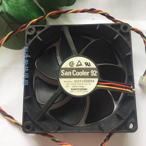 1 PCS SANYO Fan 9A0912S4D04 DC 12V 0.27A 9025 9CM 3 PIN