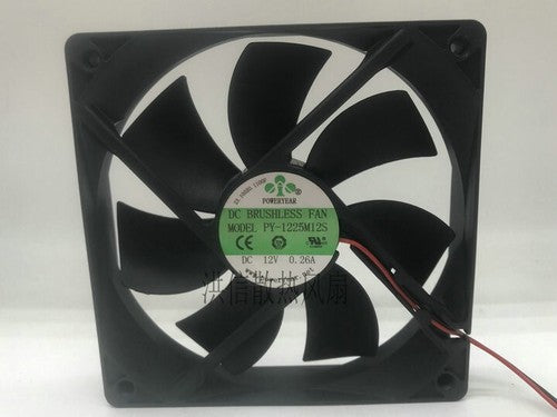 1 pcs POWERYEAR Fan PY-1225M12S DC12V 0.26A 12CM 12025 cooling Fan 2 wire