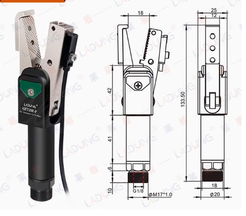 GET20E-N (with NPN sensor)Pneumatic gripper jaws for robotic spout head fixtures