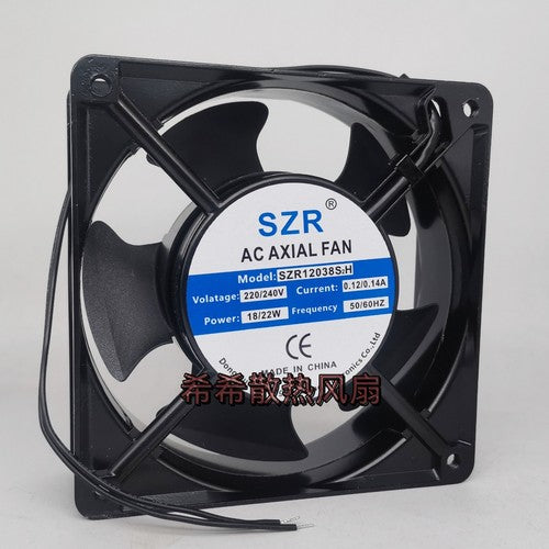 1 pcs SZR Fan SZR12038S2H AC220V 12038 12CM 2 Wire Aluminum frame fan